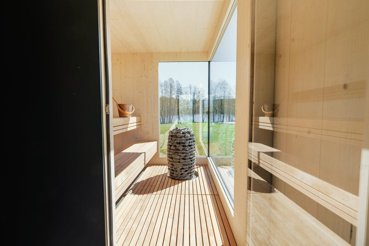 Genevas St. Moritz Outdoor Sauna with Lounge & Shower - Elite Vitality