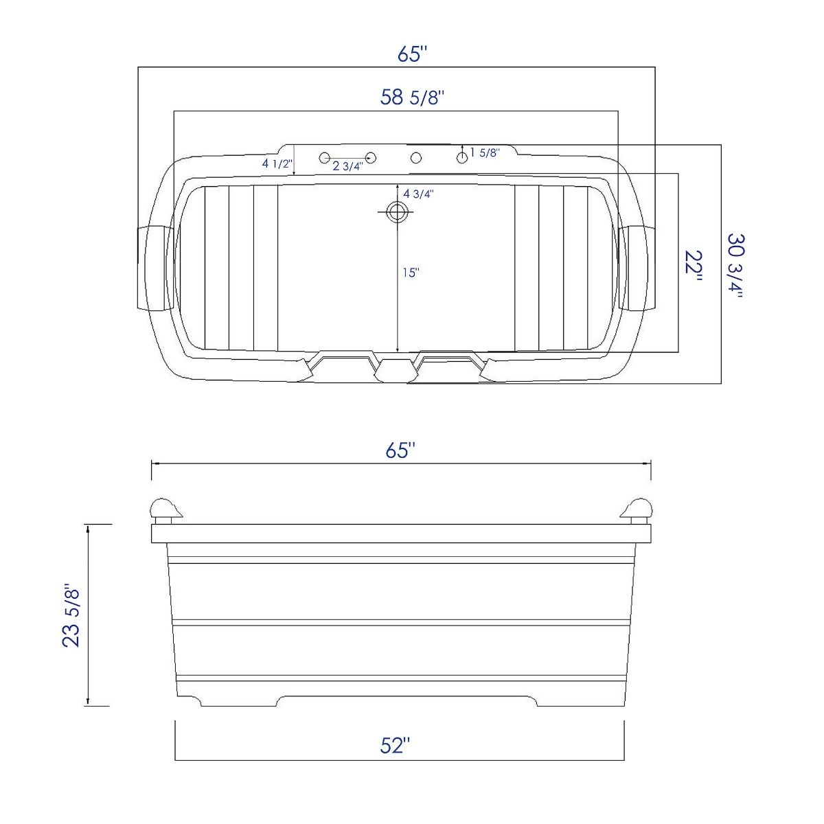 ALFI brand AB1130 65" 2 Person Free Standing Cedar Wooden Bathtub with Fixtures & Headrests - Elite Vitality