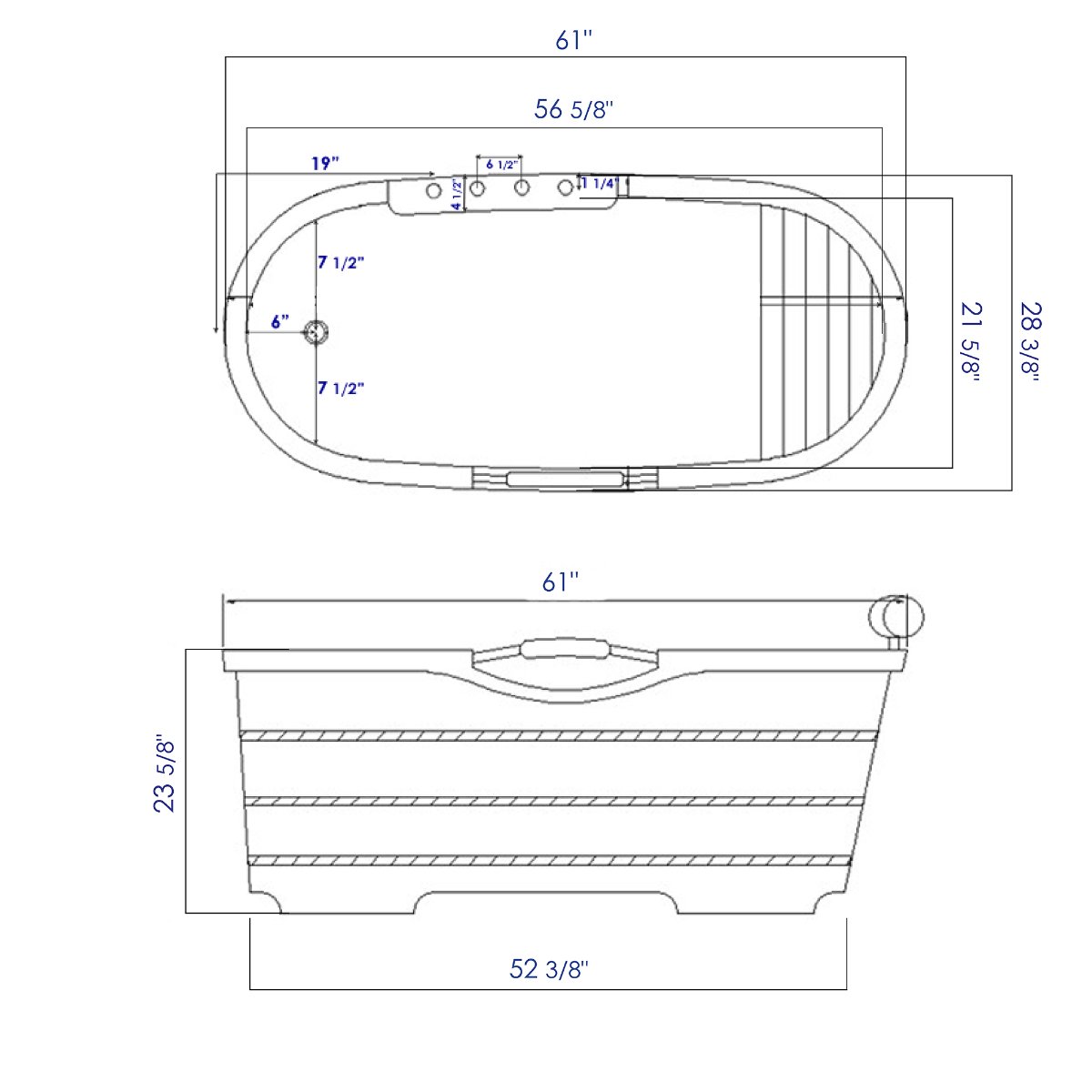 ALFI brand AB1136 61'' Free Standing Cedar Wooden Bathtub with Tub Filler - Elite Vitality