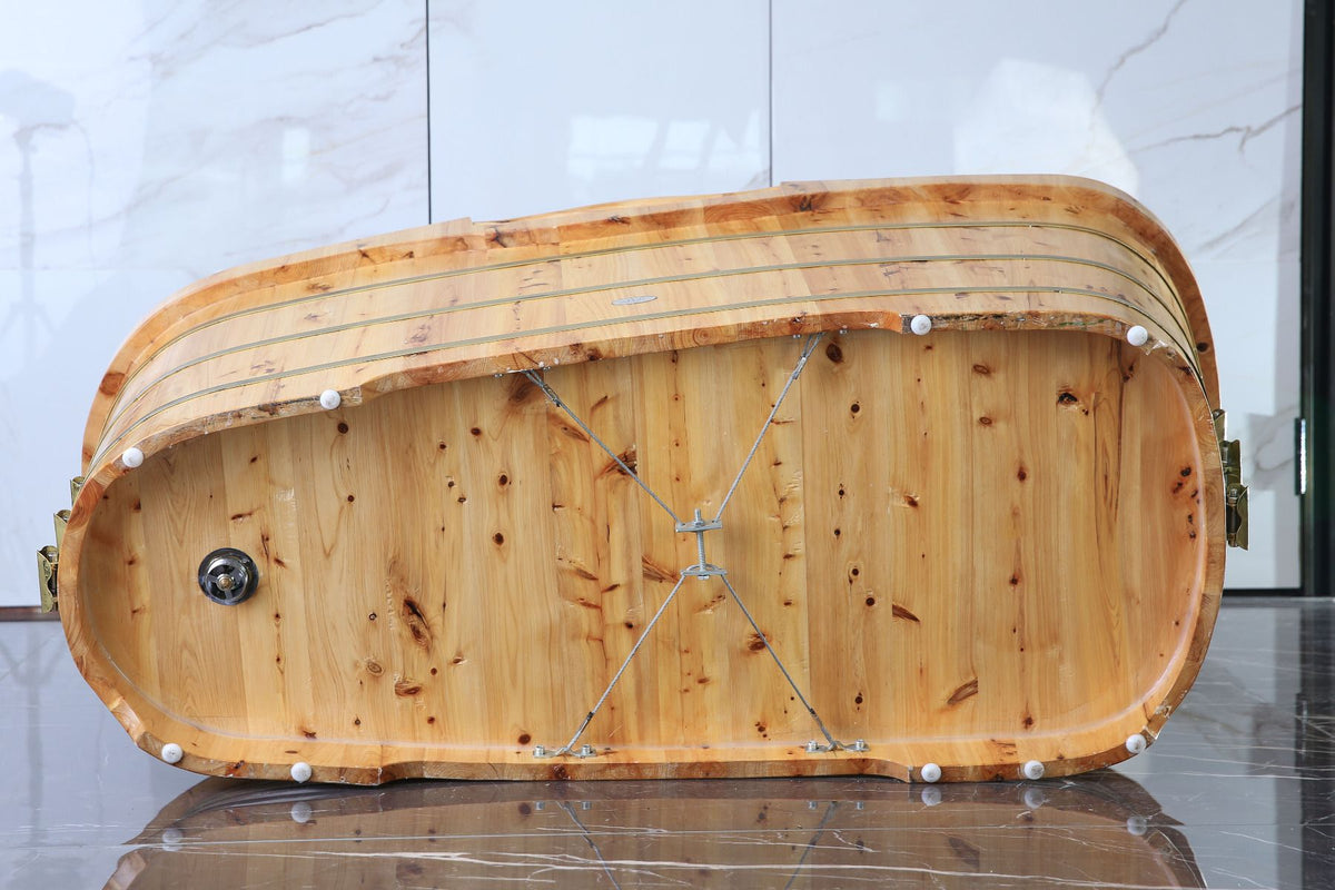 ALFI brand AB1136 61'' Free Standing Cedar Wooden Bathtub with Tub Filler - Elite Vitality