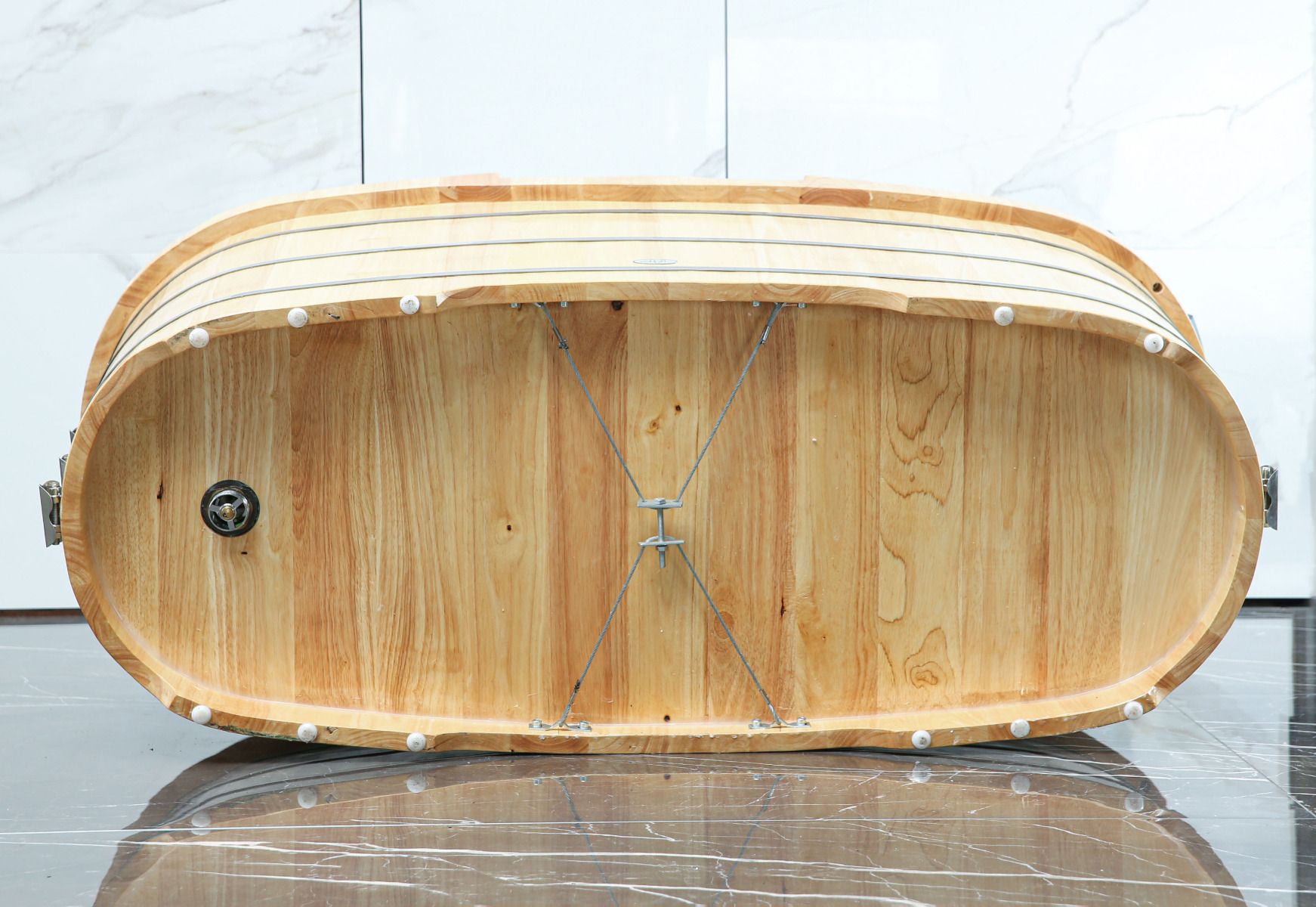 ALFI brand AB1163 61'' Free Standing Wooden BathTub with Headrest - Elite Vitality