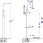 Alfi brand AB2534 Floor Mount Tub Filler with Shower Head Polished/Brushed - Elite Vitality