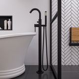 Alfi brand AB2534 Floor Mount Tub Filler with Shower Head Polished/Brushed - Elite Vitality