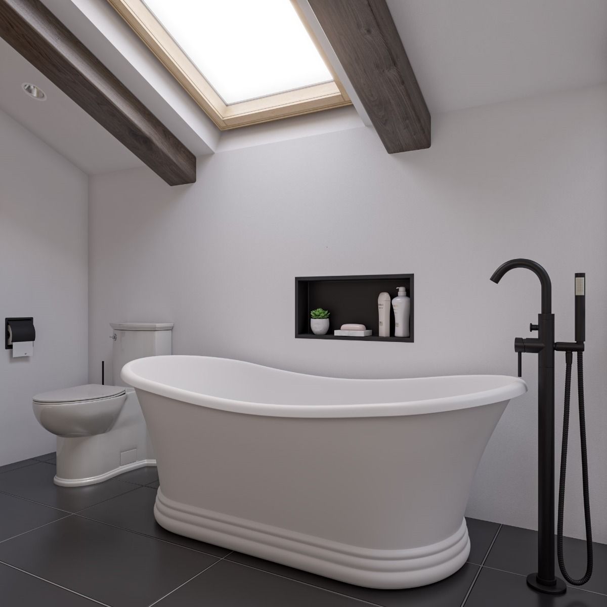 Alfi brand AB2534 Floor Mount Tub Filler with Shower Head Polished/Brushed - Elite Vitality