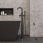 Alfi brand AB2534 Floor Mount Tub Filler with Shower Head Polished/Brushed - Elite Vitality