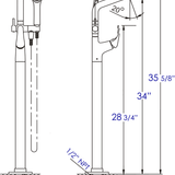 ALFI brand AB2758 Tub Filler + Mixer with Additional Hand Held Shower Head - Elite Vitality