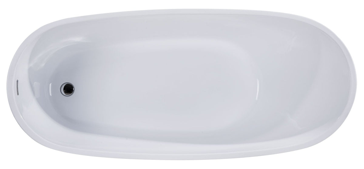 ALFI brand AB8826 68 Inch White Oval Acrylic Free Standing Soaking Bathtub - Elite Vitality