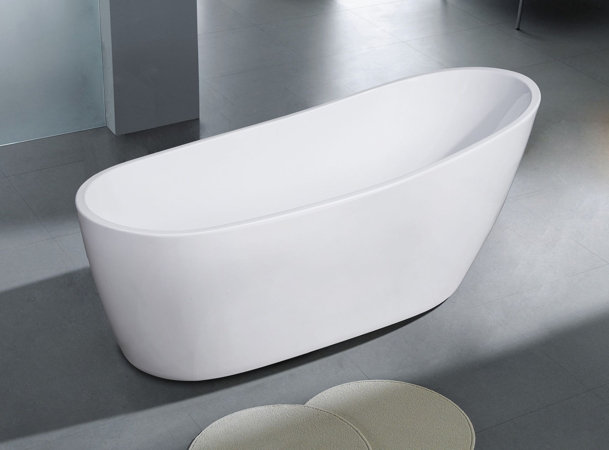 ALFI brand AB8826 68 Inch White Oval Acrylic Free Standing Soaking Bathtub - Elite Vitality