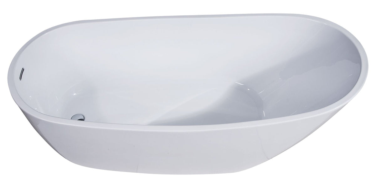 ALFI brand AB8826 68 Inch White Oval Acrylic Free Standing Soaking Bathtub - Elite Vitality