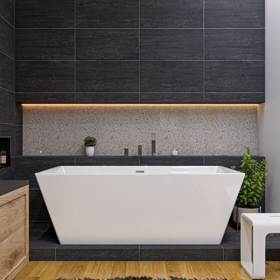 ALFI brand AB8832 67 Inch White Rectangular Acrylic Bathtub