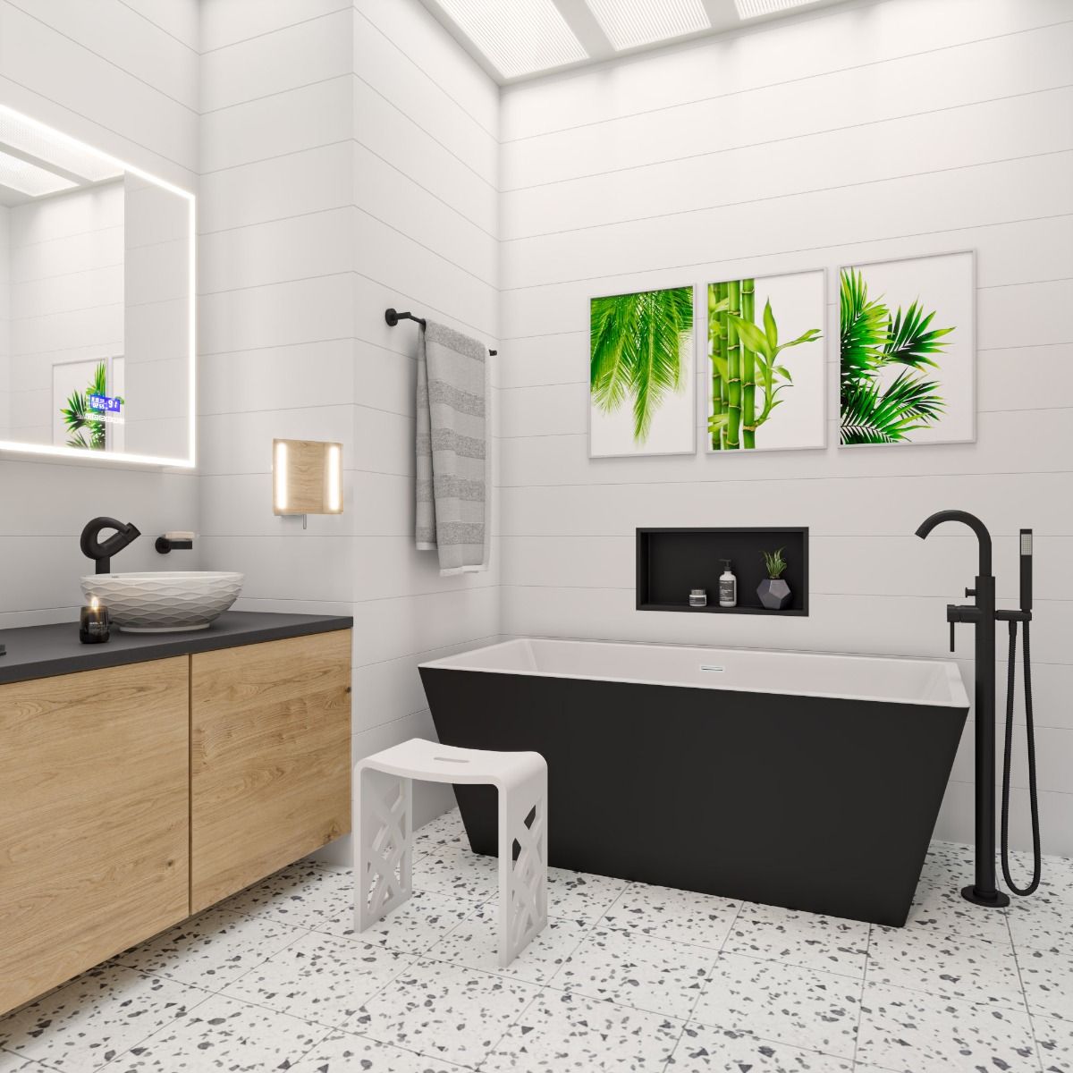 ALFI brand AB8834 59 Inch Black & White Rectangular Acrylic Soaking Bathtub - Elite Vitality