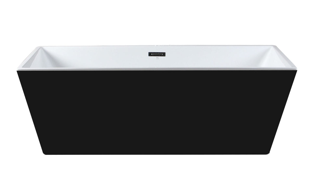 ALFI brand AB8834 59 Inch Black & White Rectangular Acrylic Soaking Bathtub - Elite Vitality