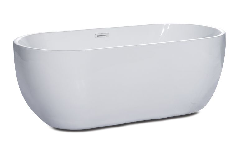ALFI brand AB8838 59 Inch White Oval Acrylic Free Standing Soaking Bathtub - Elite Vitality