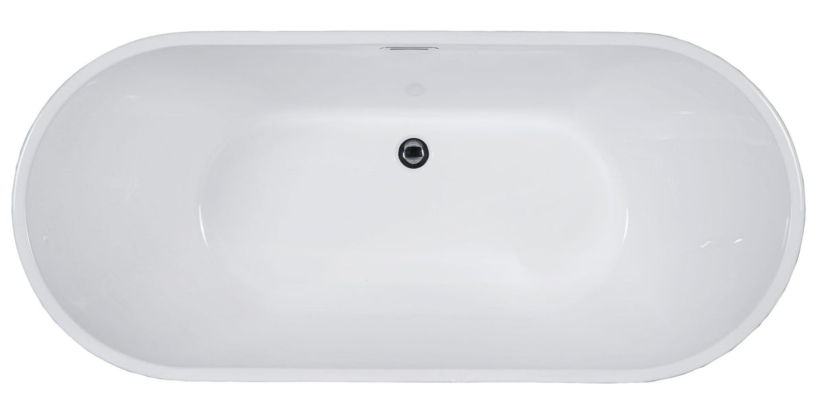 ALFI brand AB8838 59 Inch White Oval Acrylic Free Standing Soaking Bathtub - Elite Vitality