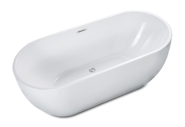ALFI brand AB8838 59 Inch White Oval Acrylic Free Standing Soaking Bathtub - Elite Vitality