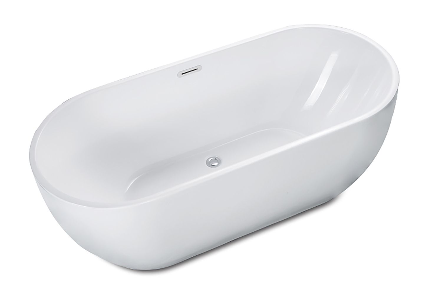 ALFI brand AB8839 67 Inch White Oval Acrylic Free Standing Soaking Bathtub - Elite Vitality