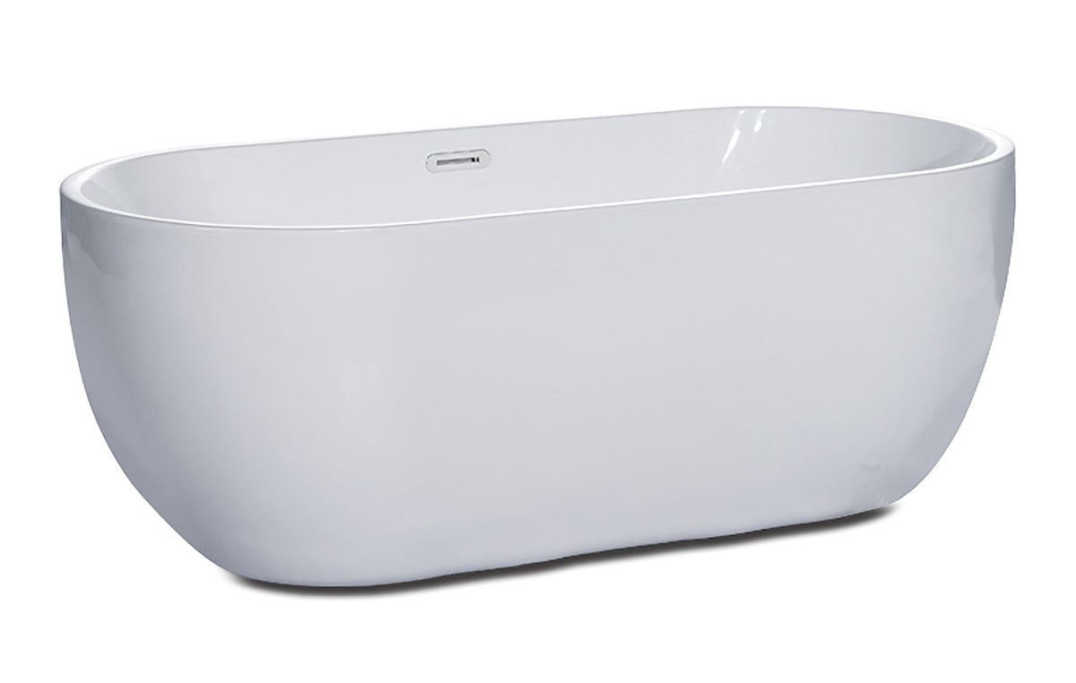 ALFI brand AB8839 67 Inch White Oval Acrylic Free Standing Soaking Bathtub - Elite Vitality