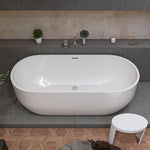 ALFI brand AB8839 67 Inch White Oval Acrylic Free Standing Soaking Bathtub - Elite Vitality