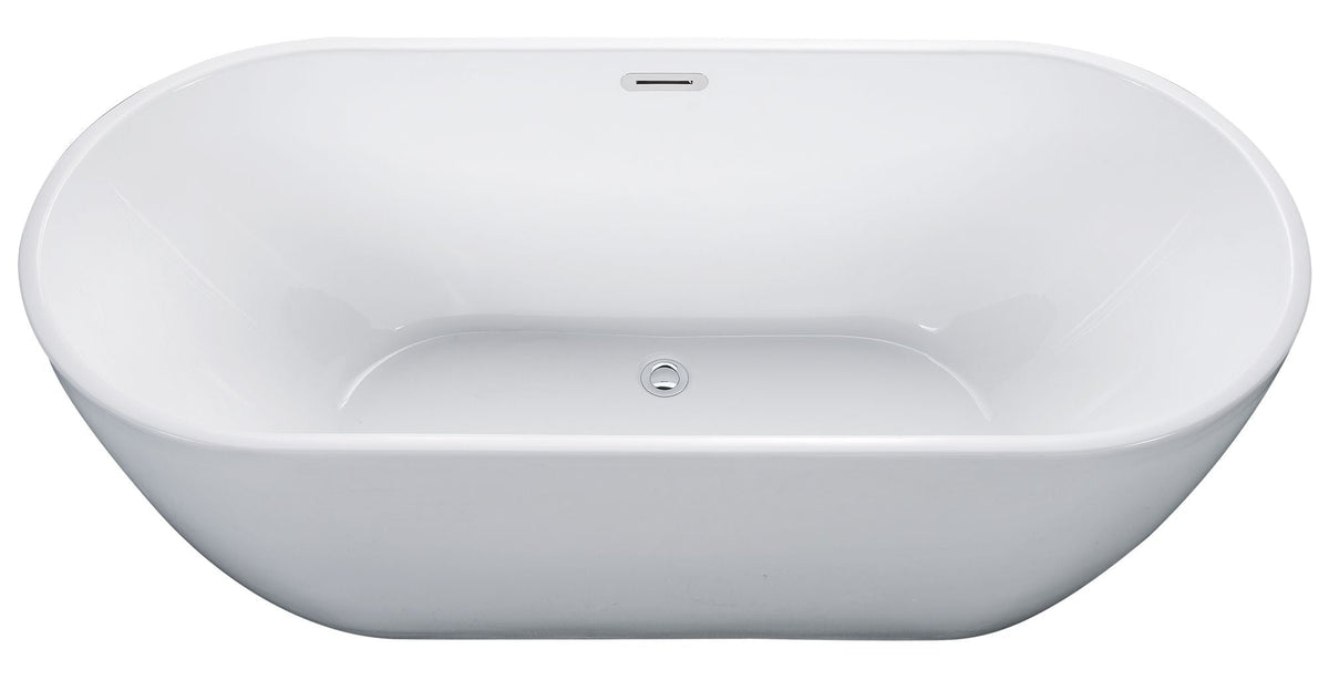 ALFI brand AB8839 67 Inch White Oval Acrylic Free Standing Soaking Bathtub - Elite Vitality