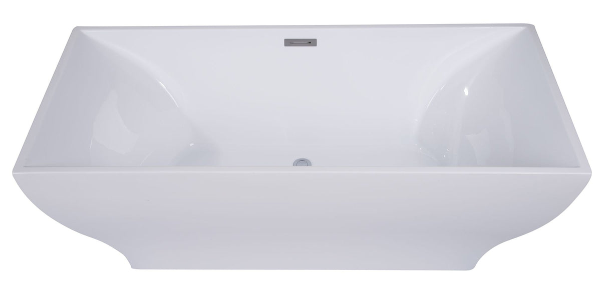 ALFI brand AB8840 67 Inch White Rectangular Acrylic Free Standing Soaking Bathtub - Elite Vitality