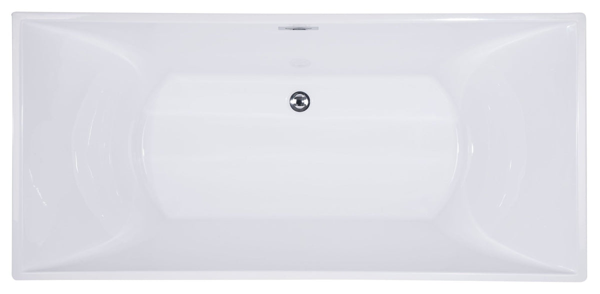 ALFI brand AB8840 67 Inch White Rectangular Acrylic Free Standing Soaking Bathtub - Elite Vitality