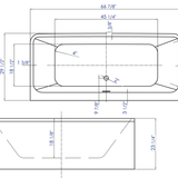 ALFI brand AB8859 67 Inch White Rectangular Acrylic Free Standing Soaking Bathtub - Elite Vitality