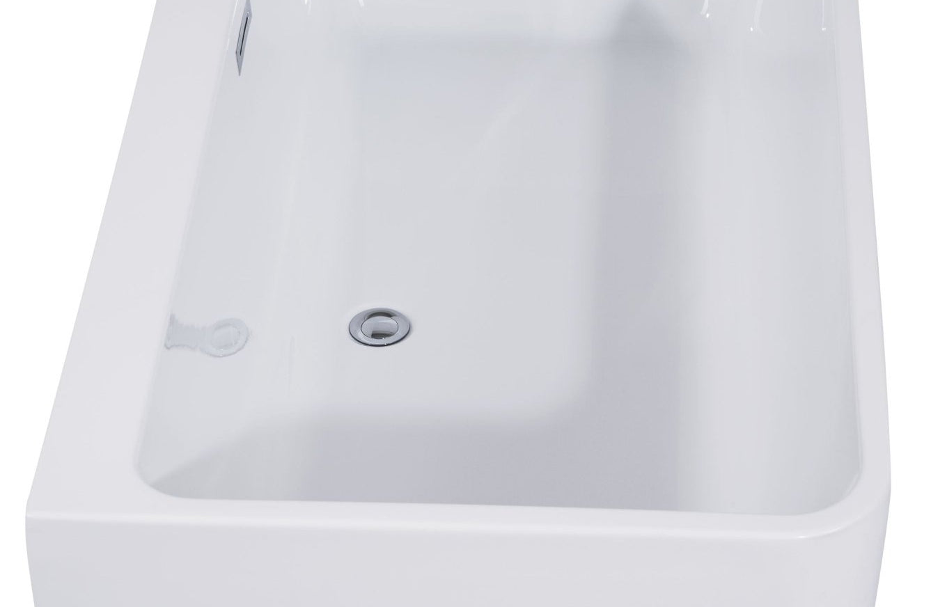 ALFI brand AB8859 67 Inch White Rectangular Acrylic Free Standing Soaking Bathtub - Elite Vitality