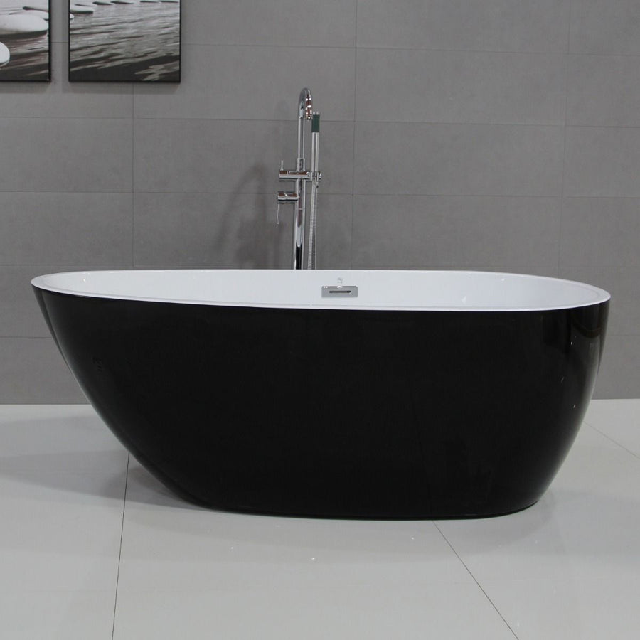 ALFI brand AB8862 59 Inch Black & White Oval Bathtub