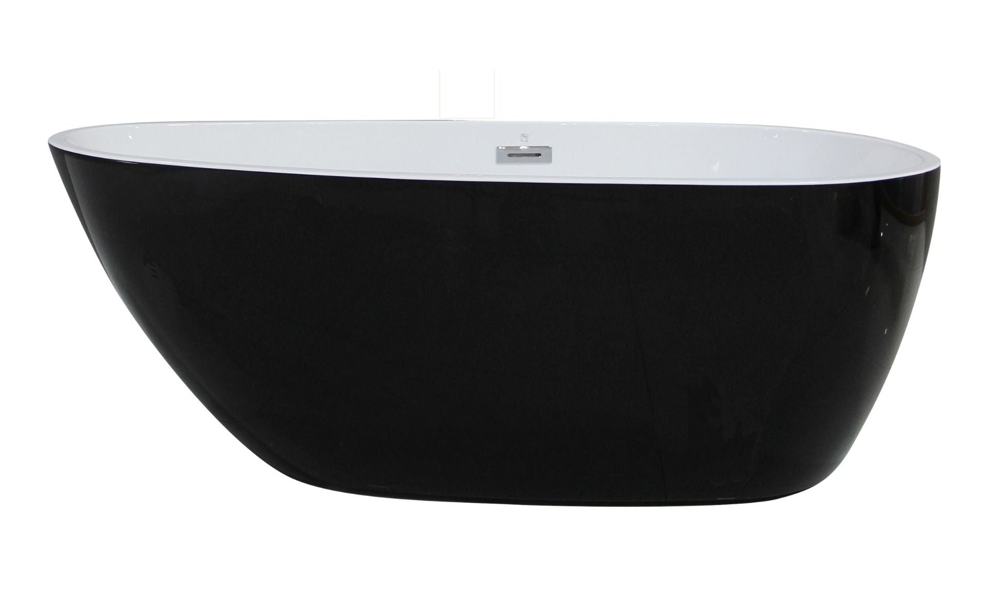 ALFI brand AB8862 59 Inch Black & White Oval Free Standing Soaking Bathtub - Elite Vitality