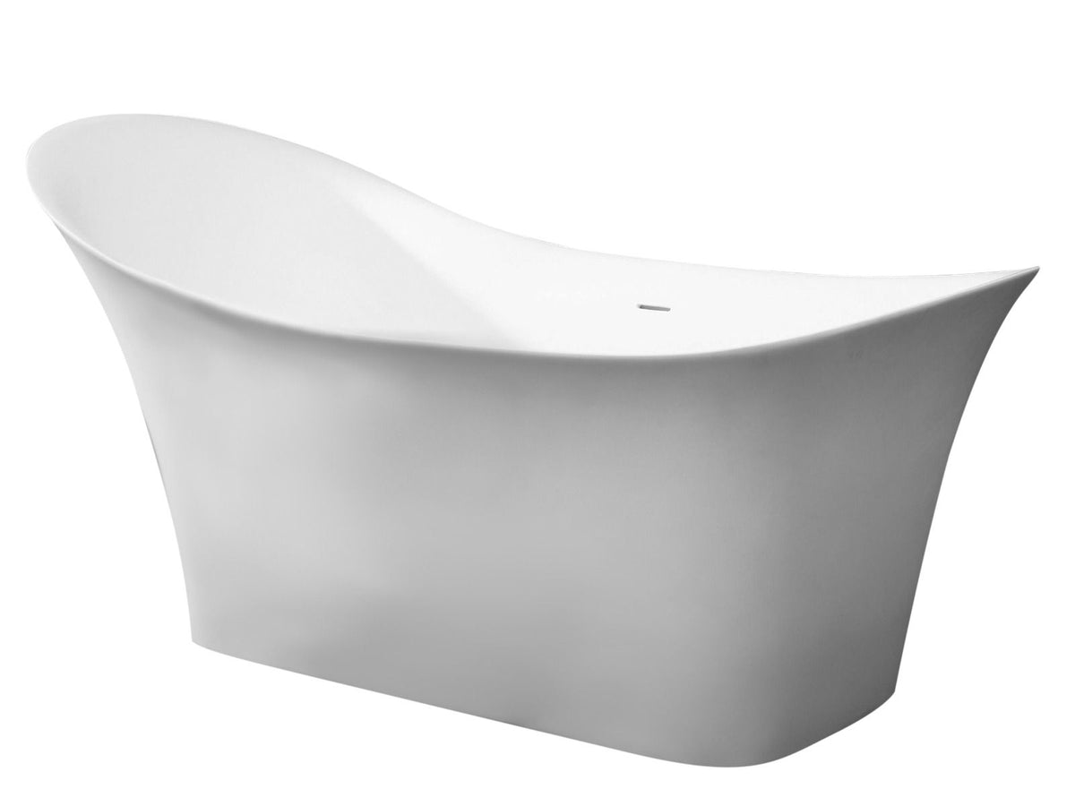 ALFI brand AB9915 74" White Solid Surface Smooth Resin Soaking Slipper Bathtub - Elite Vitality