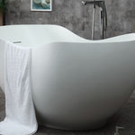 ALFI brand AB9949 66" White Solid Surface Smooth Resin Soaking Bathtub - Elite Vitality