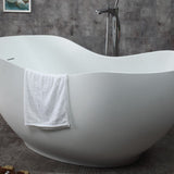 ALFI brand AB9949 66" White Solid Surface Smooth Resin Soaking Bathtub - Elite Vitality