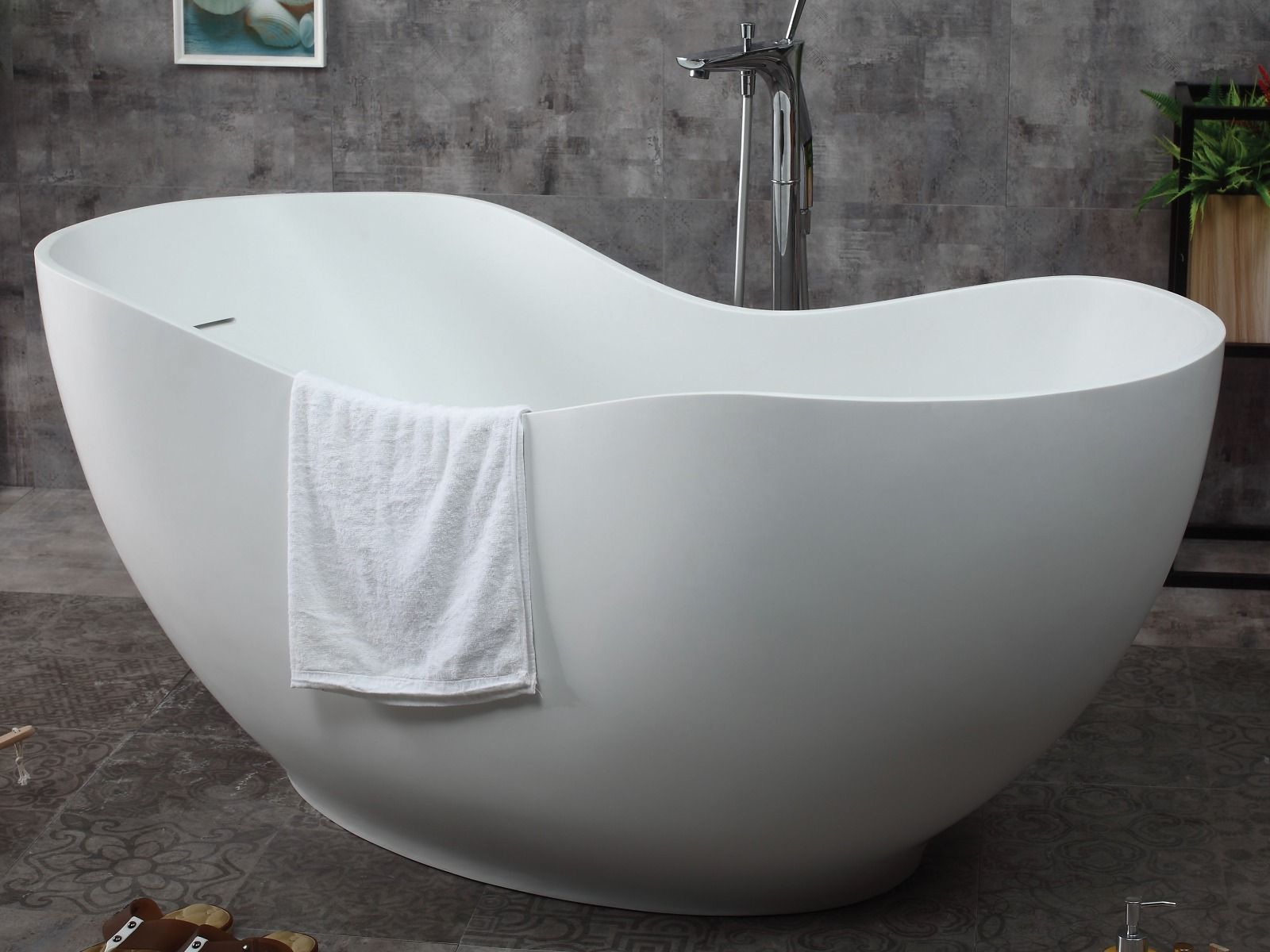 ALFI brand AB9949 66" White Solid Surface Smooth Resin Soaking Bathtub - Elite Vitality