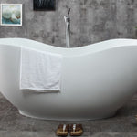 ALFI brand AB9949 66" White Solid Surface Smooth Resin Soaking Bathtub - Elite Vitality