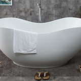 ALFI brand AB9949 66" White Solid Surface Smooth Resin Soaking Bathtub - Elite Vitality