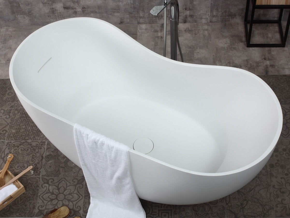 ALFI brand AB9949 66" White Solid Surface Smooth Resin Soaking Bathtub - Elite Vitality