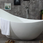 ALFI brand AB9951 73" White Solid Surface Smooth Resin Soaking Slipper Bathtub - Elite Vitality