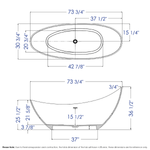 ALFI brand AB9951 73" White Solid Surface Smooth Resin Soaking Slipper Bathtub - Elite Vitality