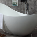 ALFI brand AB9951 73" White Solid Surface Smooth Resin Soaking Slipper Bathtub - Elite Vitality