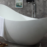 ALFI brand AB9951 73" White Solid Surface Smooth Resin Soaking Slipper Bathtub - Elite Vitality