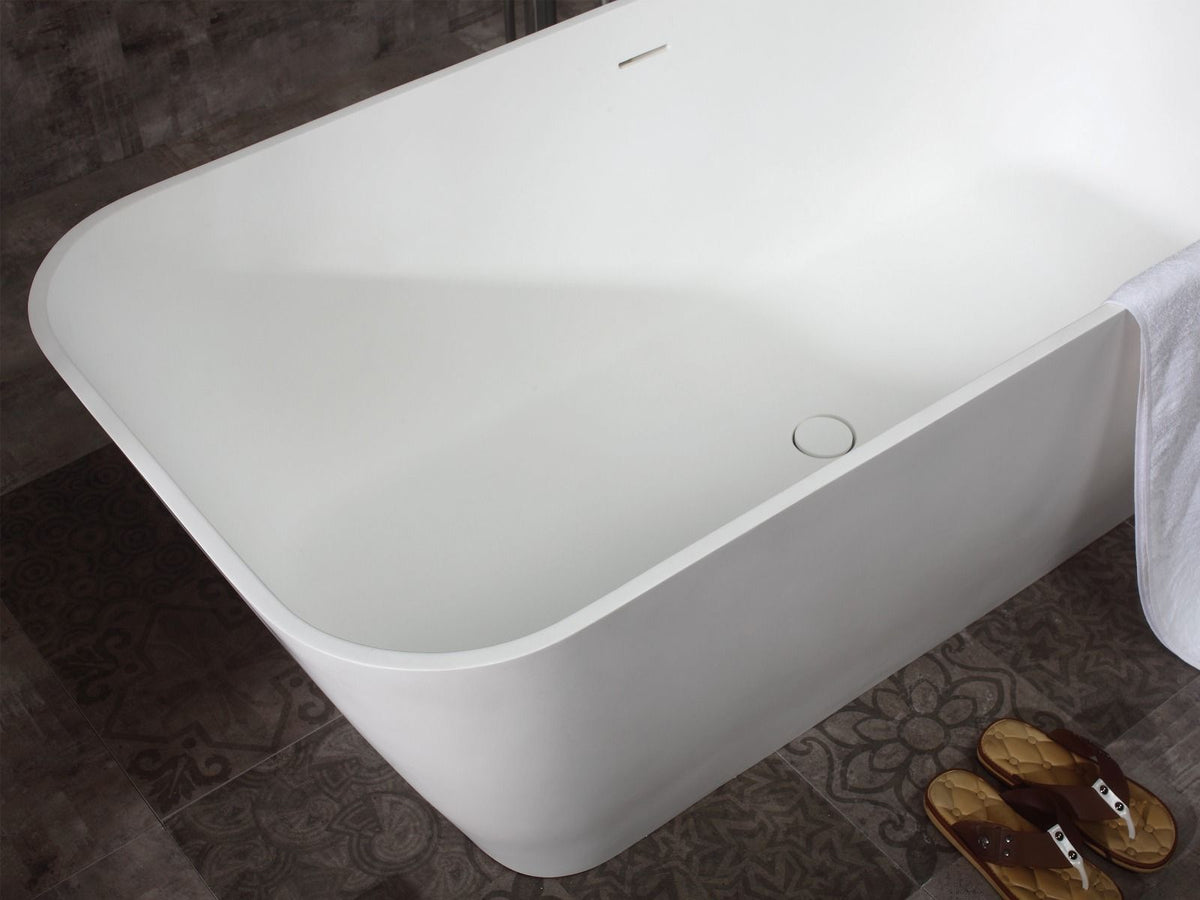 ALFI brand AB9952 67" White Rectangular Solid Surface Smooth Resin Soaking Bathtub - Elite Vitality