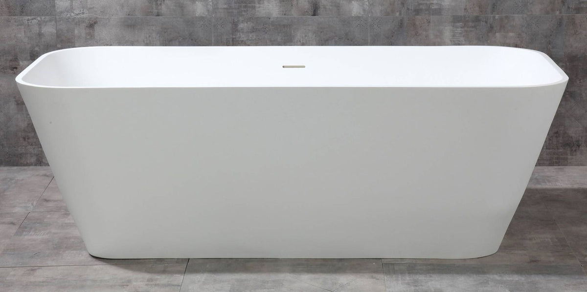 ALFI brand AB9952 67" White Rectangular Solid Surface Smooth Resin Soaking Bathtub - Elite Vitality