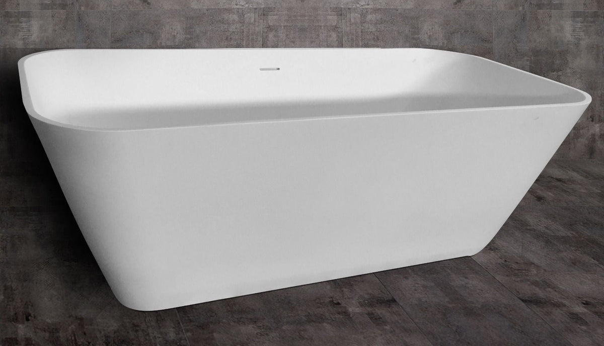 ALFI brand AB9952 67" White Rectangular Solid Surface Smooth Resin Soaking Bathtub - Elite Vitality