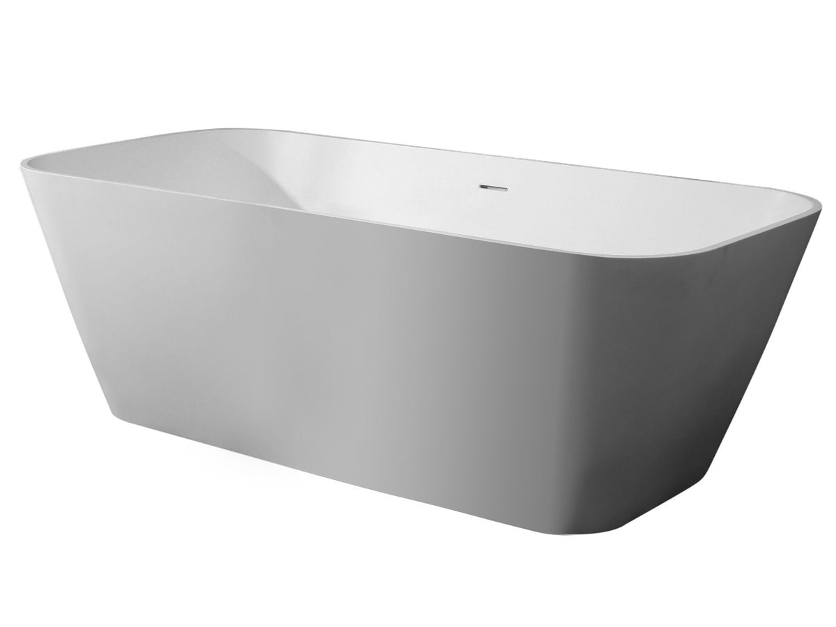 ALFI brand AB9952 67" White Rectangular Solid Surface Smooth Resin Soaking Bathtub - Elite Vitality