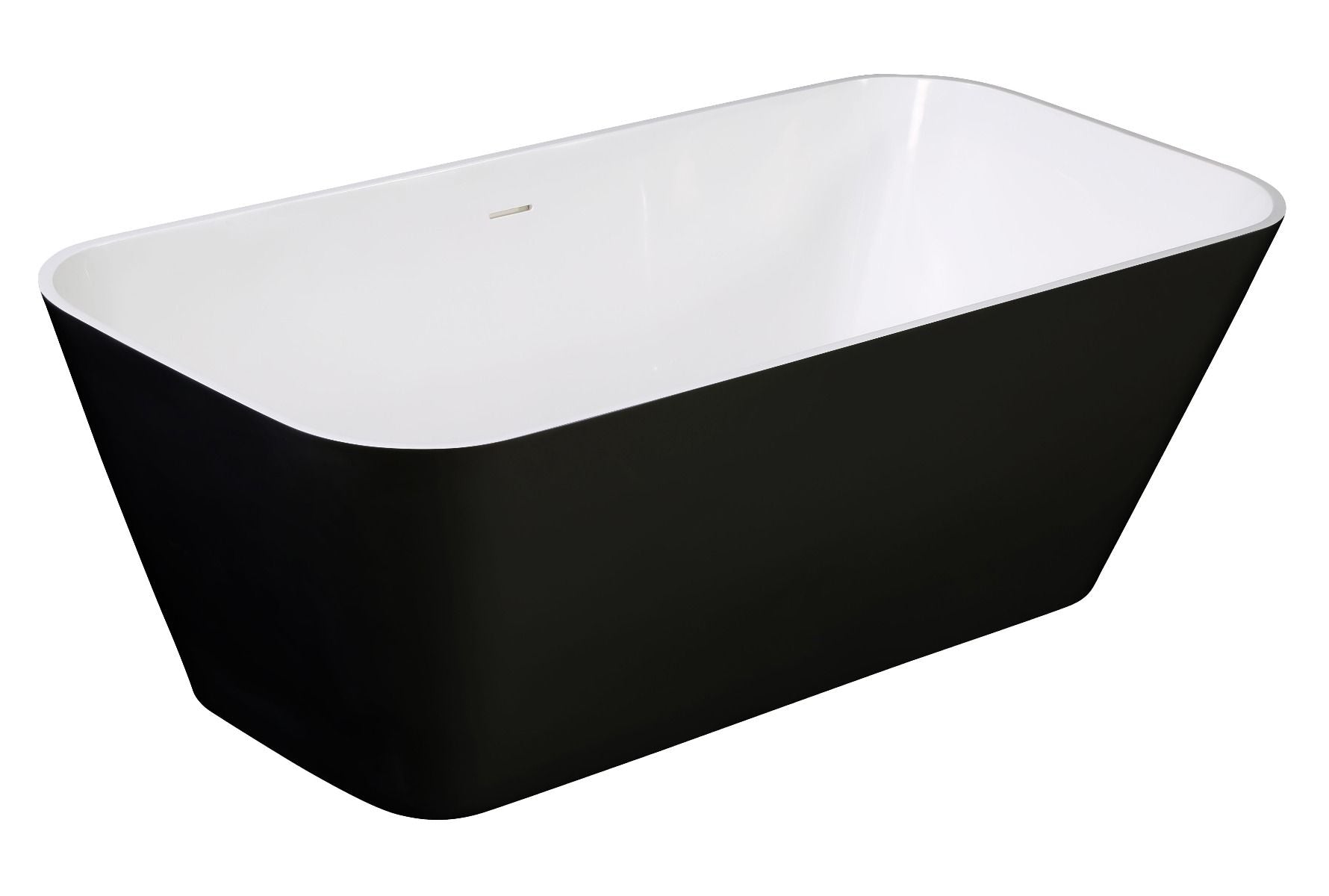 ALFI brand AB9952BM 67" Black & White Matte Rectangular Solid Surface Resin Soaking Bathtub - Elite Vitality