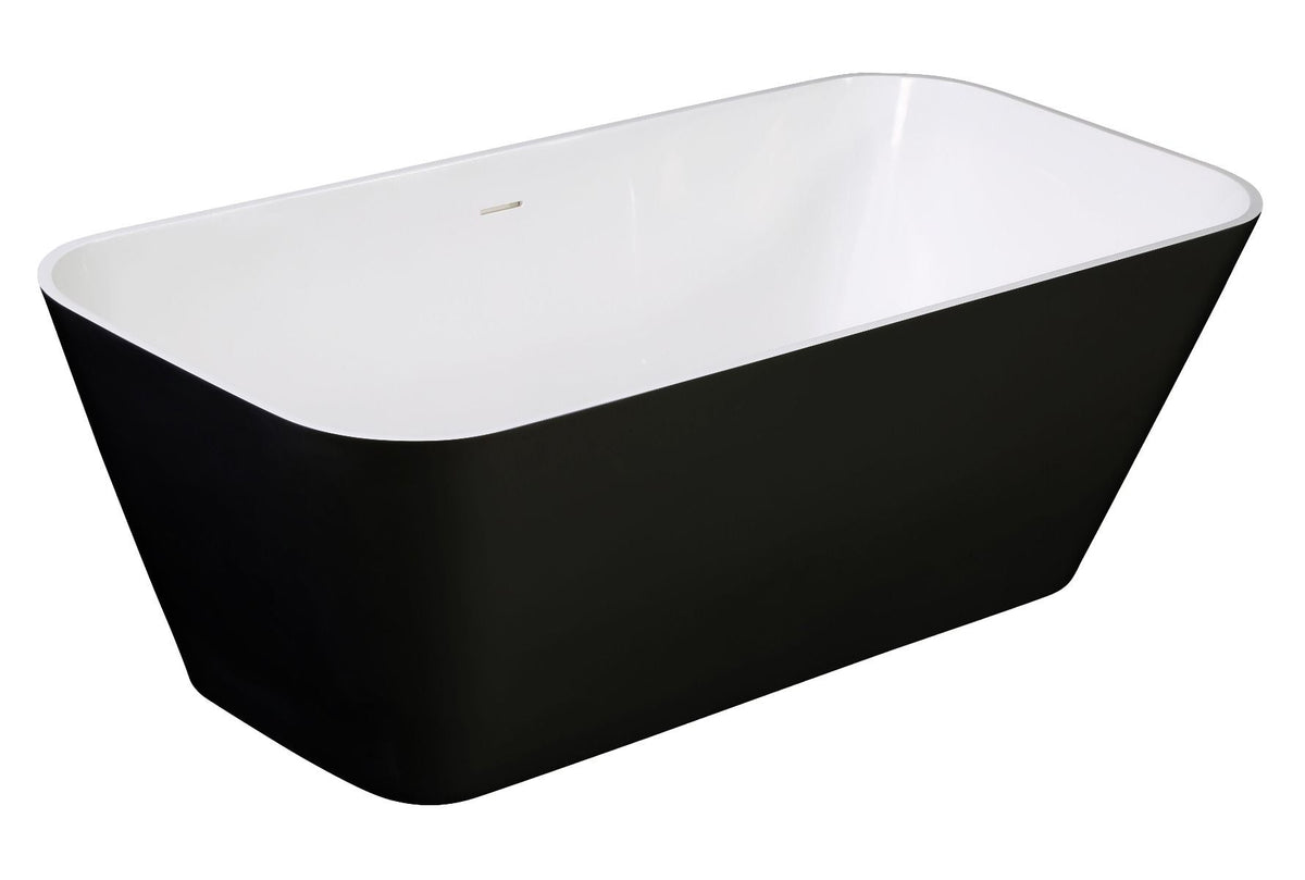 ALFI brand AB9952BM 67" Black & White Matte Rectangular Solid Surface Resin Soaking Bathtub - Elite Vitality
