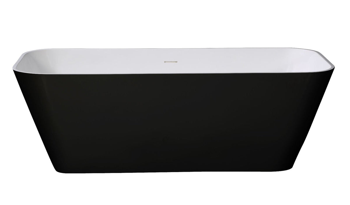 ALFI brand AB9952BM 67" Black & White Matte Rectangular Solid Surface Resin Soaking Bathtub - Elite Vitality