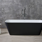 ALFI brand AB9952BM 67" Black & White Matte Rectangular Solid Surface Resin Soaking Bathtub - Elite Vitality