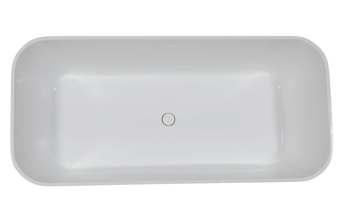 ALFI brand AB9952BM 67" Black & White Matte Rectangular Solid Surface Resin Soaking Bathtub - Elite Vitality