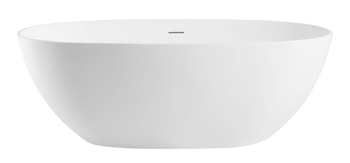ALFI brand AB9975 59" White Oval Solid Surface Resin Soaking Bathtub - Elite Vitality